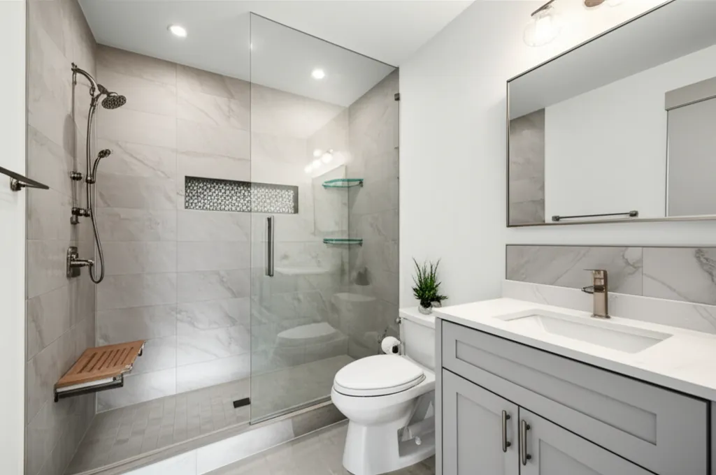 After: Curbless Walk-In Shower Conversion in Whitney Ranch, Rocklin